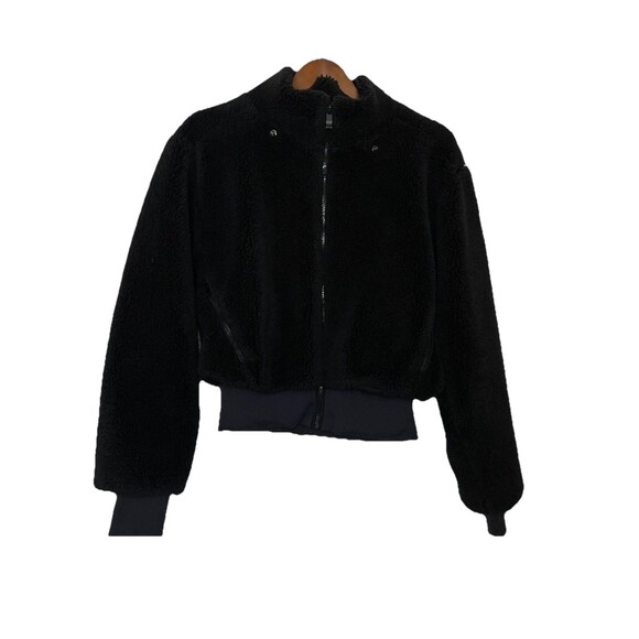 Alo Women's Small Black Foxy Faux Fur Zip Up Sherpa Jacket - Missing Good - Picture 1 of 9